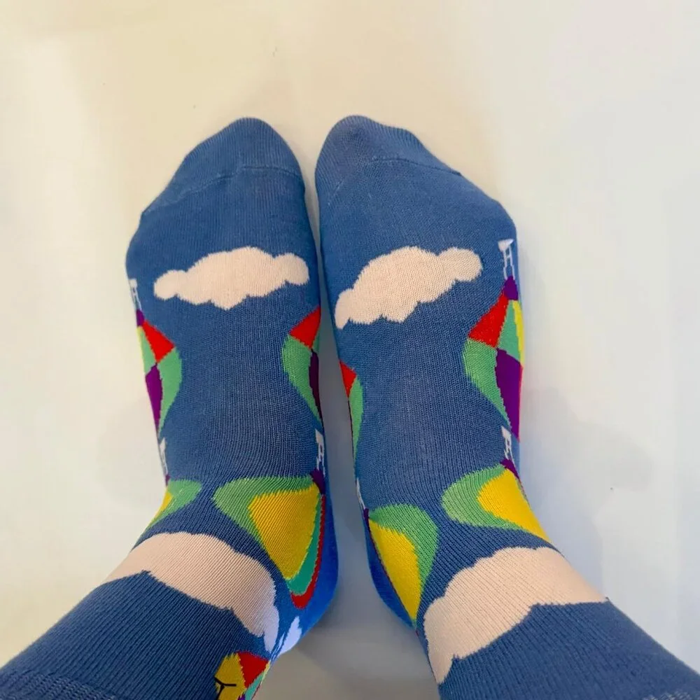Hot Air Balloon Aircraft Sky Airborne Air Glider Clouds 2 Pairs Women's Socks